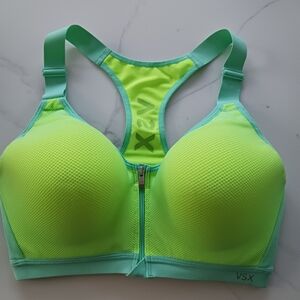 Victoria Secret VSX Sport Neon 34D Front Zip Padded